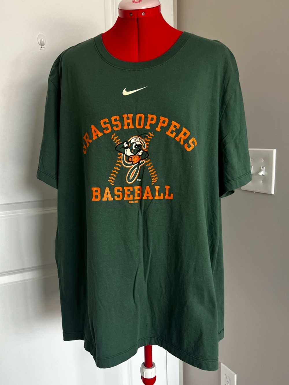 Nike Green Grasshoppers Baseball Graphic Tee - Orange Accents